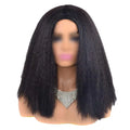 Black Brown Afro Straight Bob Wig Yaki 14 Inch