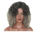 Black Dark Grey Afro Hair Wig 2 Tone Short Curly 16 Inch