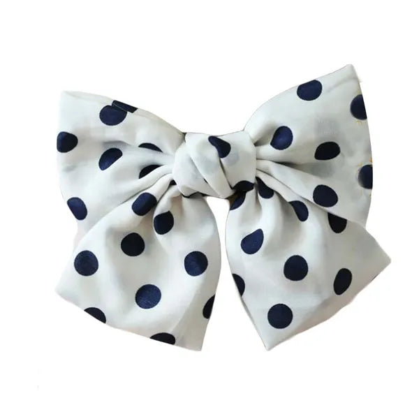 Black Dots Large Bowknot French Barrette Handmade