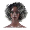 Black Grey Afro Short Curly Wig Fluffy Wavy 12 Inch