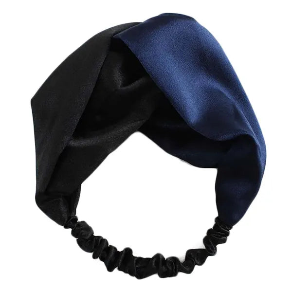 Black Navy Blue Color Matching Headband Knotted