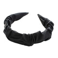 Black PU Leather Pleated Wide Headband