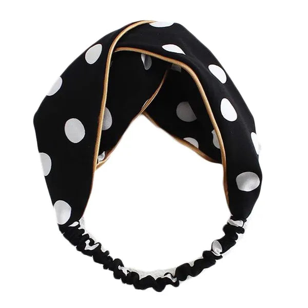 Black Retro Polka Dot Headband Criss Cross 1