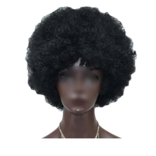 Black Short Afro Curly Hair Wig Large Fluffy