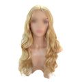 Blonde Womens Hair Wig Middle Part Bangs Big Waves 28 Inch