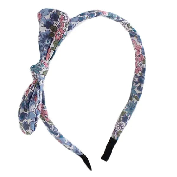 Blue Daisy Floral Thin Headband Bowknot