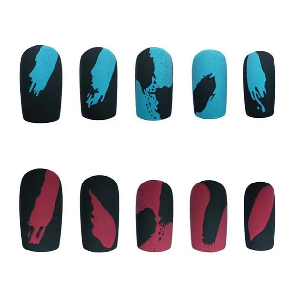 Blue Red Black False Fingernails Oil Painting