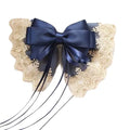 Blue Vintage Lace Large Bowknot French Barrette