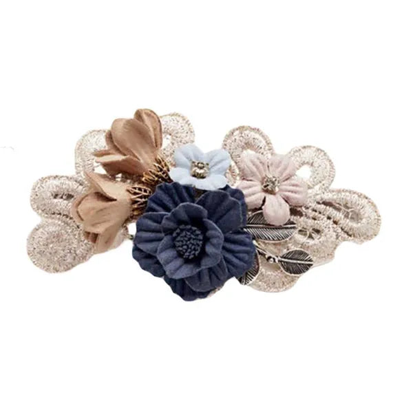 Blue Womens Cloth Artificial Flower Hair Clip Handmade