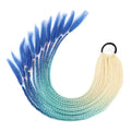 Braid Ponytail Wig Hair Extensions Beige Blue Gradient
