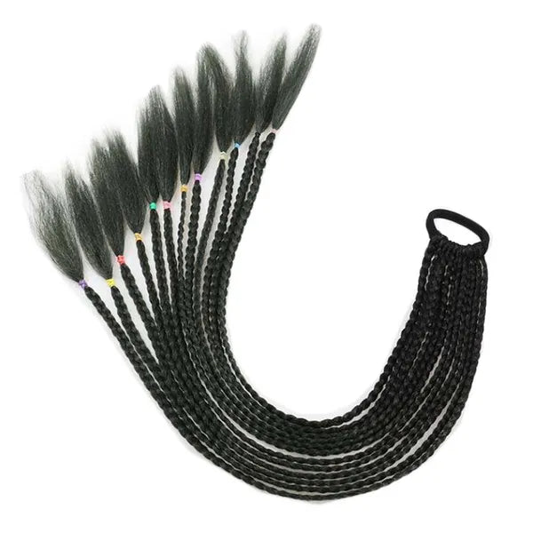 Braid Ponytail Wig Hair Extensions Black Dark Green Gradient