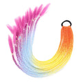Braid Ponytail Wig Hair Extensions Orange Blue Pink Gradient