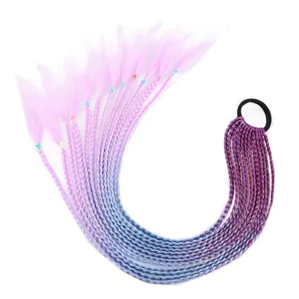 Braid Ponytail Wig Hair Extensions Purple Blue Pink Gradient