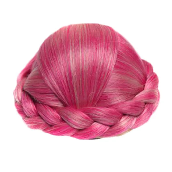 Braided Pink Hair Bun Hairpiece Updo
