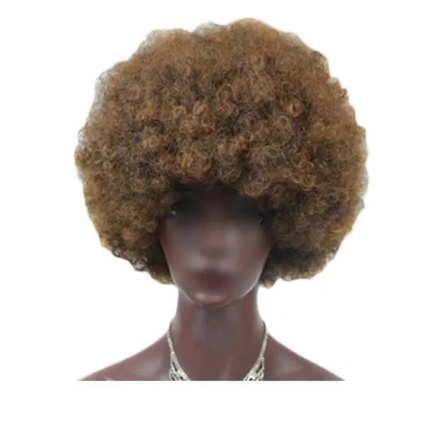 Brown Short Afro Curly Hair Wig Large Fluffy