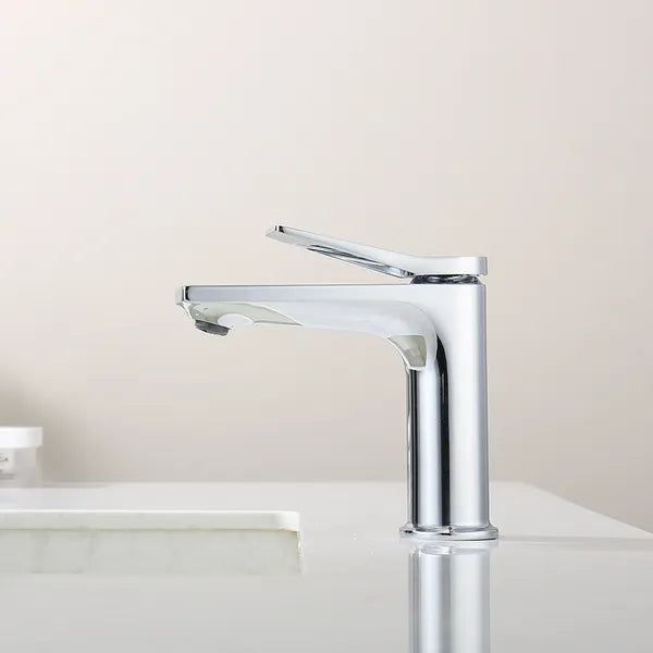 Chrome Single Hole Bathroom Faucet,Laundry Vanity Sink Faucet with Two 3/8" Hoses