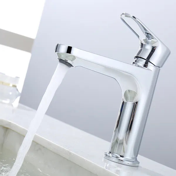 Chrome Single Hole Bathroom Faucet,Laundry Vanity Sink Faucet with Two 3/8" Hoses