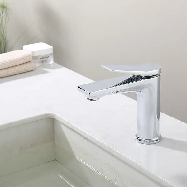 Chrome Single Hole Bathroom Faucet,Laundry Vanity Sink Faucet with Two 3/8" Hoses