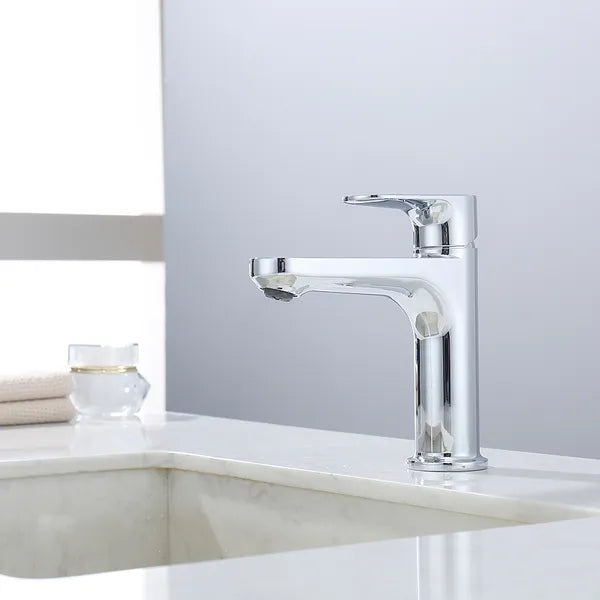 Chrome Single Hole Bathroom Faucet,Laundry Vanity Sink Faucet with Two 3/8" Hoses