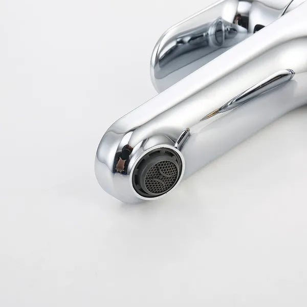 Chrome Single Hole Bathroom Faucet,Laundry Vanity Sink Faucet with Two 3/8" Hoses