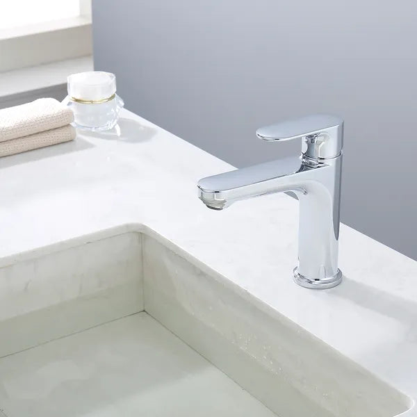 Chrome Single Hole Bathroom Faucet,Laundry Vanity Sink Faucet with Two 3/8" Hoses