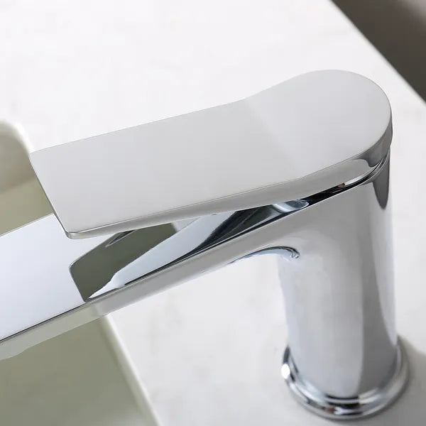 Chrome Single Hole Bathroom Faucet,Laundry Vanity Sink Faucet with Two 3/8" Hoses
