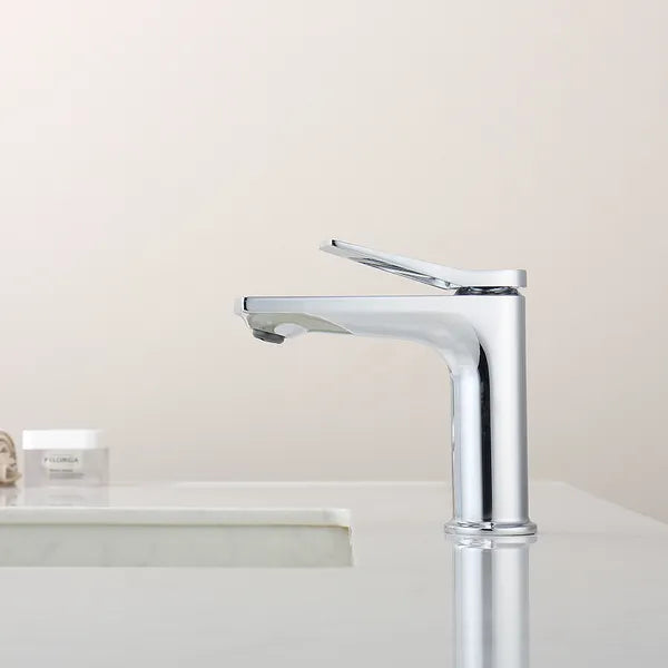 Chrome Single Hole Bathroom Faucet,Laundry Vanity Sink Faucet with Two 3/8" Hoses