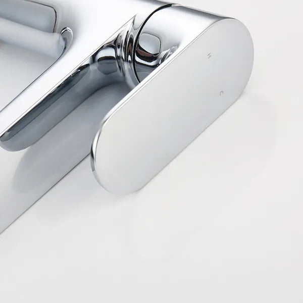 Chrome Single Hole Bathroom Faucet,Laundry Vanity Sink Faucet with Two 3/8" Hoses