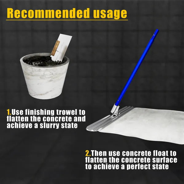 Concrete Tools,48''×8'' Magnesium Aluminum Alloy Concrete Float with 4 Combinable Handles,Concrete Float with Carrying Toolbox,Trowel,Concrete Float Kit for Concrete Finishing