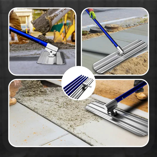Concrete Tools,48''×8'' Magnesium Aluminum Alloy Concrete Float with 4 Combinable Handles,Concrete Float with Carrying Toolbox,Trowel,Concrete Float Kit for Concrete Finishing