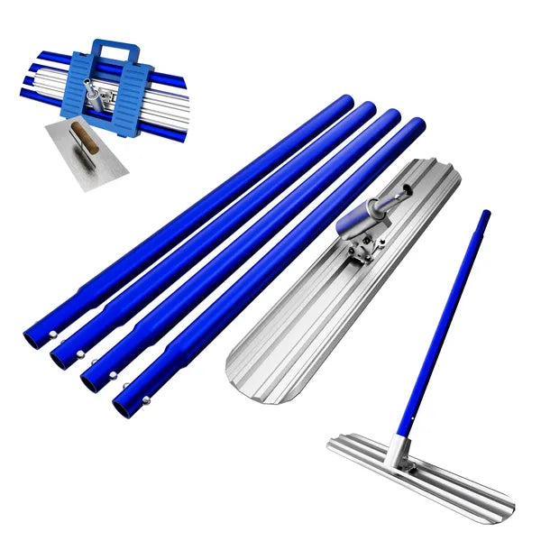 Concrete Tools,48''×8'' Magnesium Aluminum Alloy Concrete Float with 4 Combinable Handles,Concrete Float with Carrying Toolbox,Trowel,Concrete Float Kit for Concrete Finishing