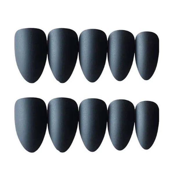 Cool False Fingernails Matte Black Sharp