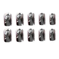 Cool Metallic Color Fake Nails Full Cover Long
