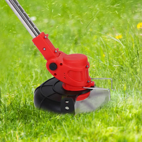 Cordless Wheeled Lawn Wacker - 800W Brush Motor (50dB Quiet), 2x21V 2500mAh Batteries (4-5hr Charge), Extendable (34.64-46.45in) & 90° Adjustable Head, 3 Blades for Yard/Flower Beds/Roadside Areas