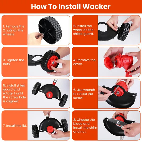 Cordless Wheeled Lawn Wacker - 800W Brush Motor (50dB Quiet), 2x21V 2500mAh Batteries (4-5hr Charge), Extendable (34.64-46.45in) & 90° Adjustable Head, 3 Blades for Yard/Flower Beds/Roadside Areas