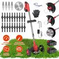 Cordless Wheeled Lawn Wacker - 800W Brush Motor (50dB Quiet), 2x21V 2500mAh Batteries (4-5hr Charge), Extendable (34.64-46.45in) & 90° Adjustable Head, 3 Blades for Yard/Flower Beds/Roadside Areas