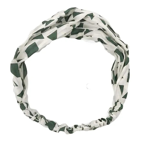 Cotton Linen Vintage Elastic Hair Band Nylon Head Wrap Green