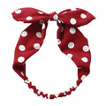 Crepe Wine Red Knotted Headband Vintage Polka Dot Bowknot