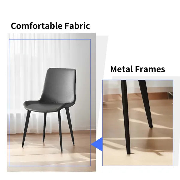 Dining Chairs 4PCS, Modern Kitchen & Dining Room Chairs, Upholstered Faux Leather Cushion Seat and Sturdy Metal Legs