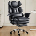 Executive Home Office Desk Chair Ergonomic High Back with Footrest & Lumbar Support, Reclining Height Adjustable PU Leather with Swivel Wheels