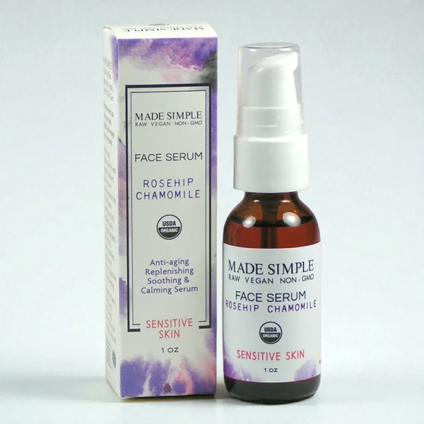 Face Serum Sensitive Skin Organic Vegan Rosehip Chamomile
