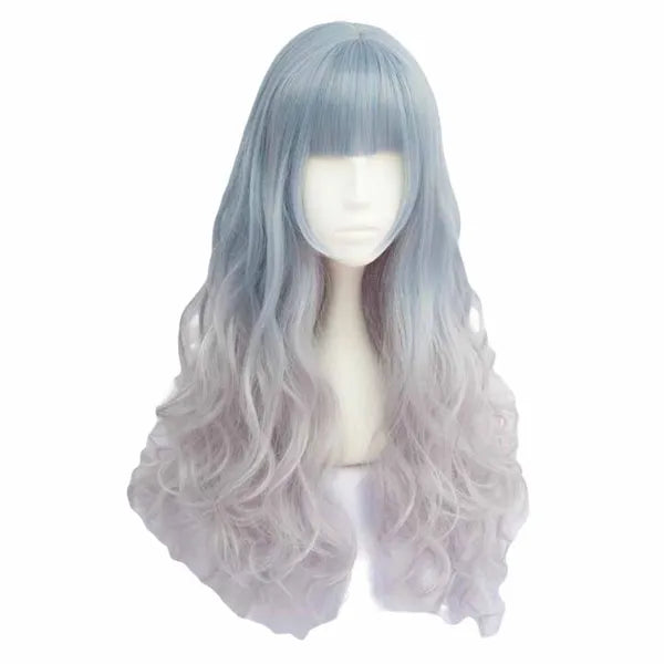 Fading Blue Ash Grey 2 Tone Cosplay Full Wig
