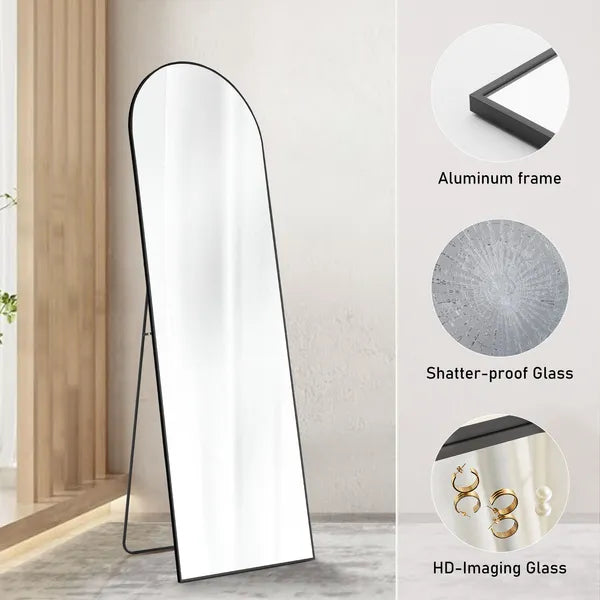 Floor Standing Mirror, Wall Mirror with Stand Aluminum Alloy Thin Frame,21''*64''