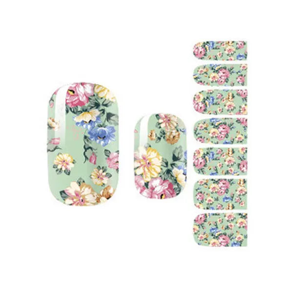 Flora Nail Decals Colorful Nail Wrap Sticker Set of 3