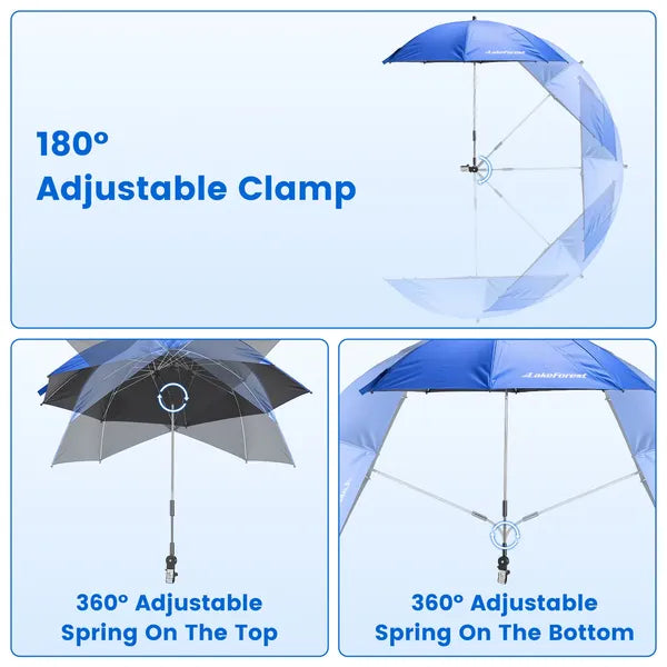 Folding Camping Chair with Detachable 8-Rib Sun Umbrella, 42.13 Inch Canopy Aluminum Alloy Portable Lawn Chair Supports 330LBS with Cup Holder