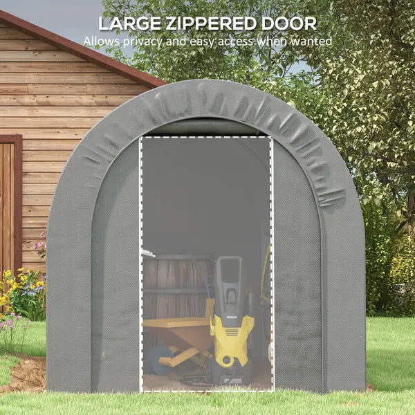 Galvanized Metal 6' x 8' Outdoor Storage Tent, Heavy Duty and Waterproof Portable Shed, for Bike, Motorcycle, Tools