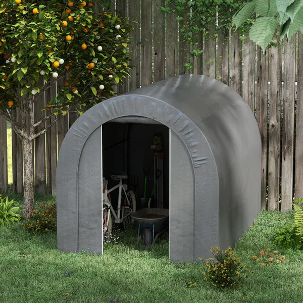 Galvanized Metal 6' x 8' Outdoor Storage Tent, Heavy Duty and Waterproof Portable Shed, for Bike, Motorcycle, Tools