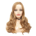 Golden Womens Hair Wig Middle Part Bangs Big Wave