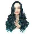 Gradient Green Big Wave Hair Wig Women Long Curly