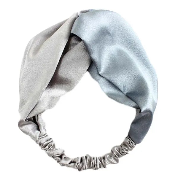 Gray Blue Color Matching Headband Knotted Wide Hairband